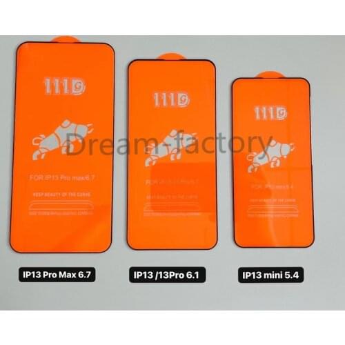 500PCS 111D Big Curved Tempered Glass Screen Protector Films for iPhone 13 Mini 13 Pro Max