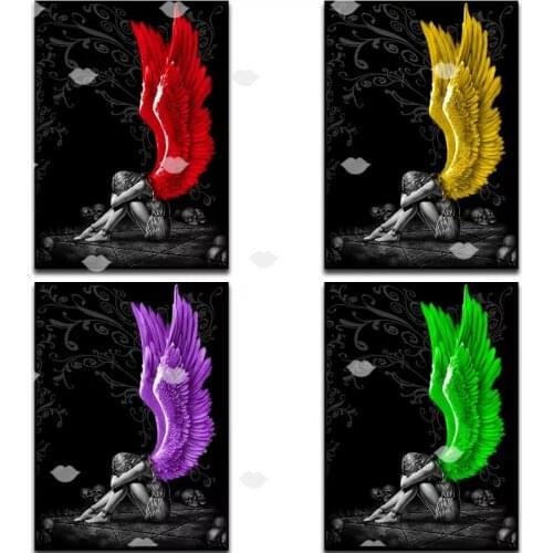 5D DIY Diamond Painting sad Angel wings Heart lips home art cross stitch full square diamond embroidery mosaic Home Decor N2010