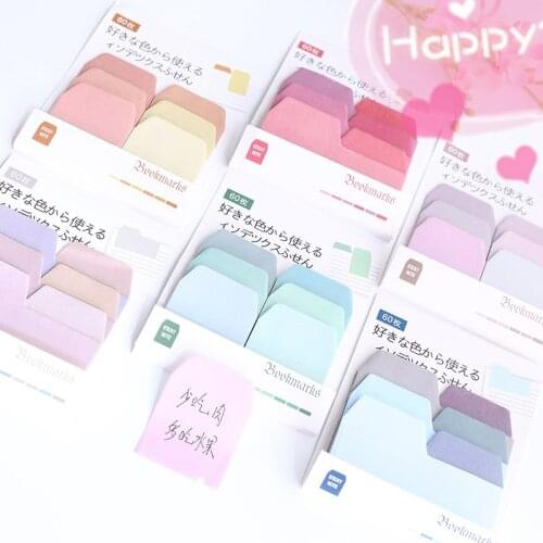 60sheets/lot Memo Pad Gradient Color Multi-color Index Sticky Note Paper Memo Pad Cartoon Kawaii Stationery School Supplies