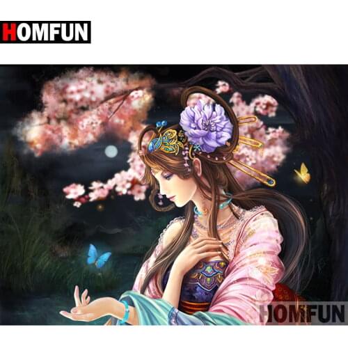 HOMFUN DIY Diamond Painting "Cartoon beauty" Full Drill Square Round Diamond Embroidery 5D Cross Stitch Decoration Home A26091