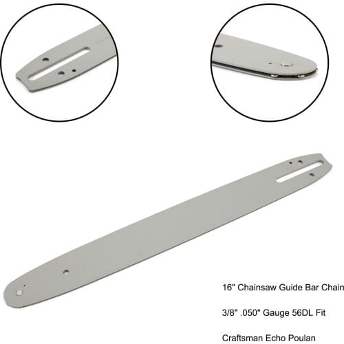 Areyourshop 16" Chainsaw Guide Bar Chain 3/8" .050" Gauge 56DL Fit Craftsman Echo Poulan
