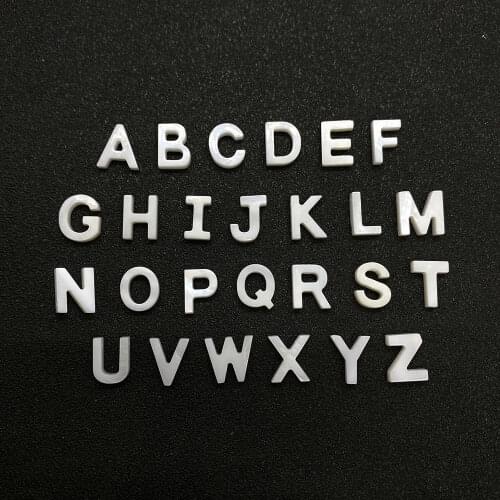 26 Capital Letters Natural Freshwater Shell Letter Beads Pearl Shells for DIY Jewelry Making Necklaces and Bracelet Accessories