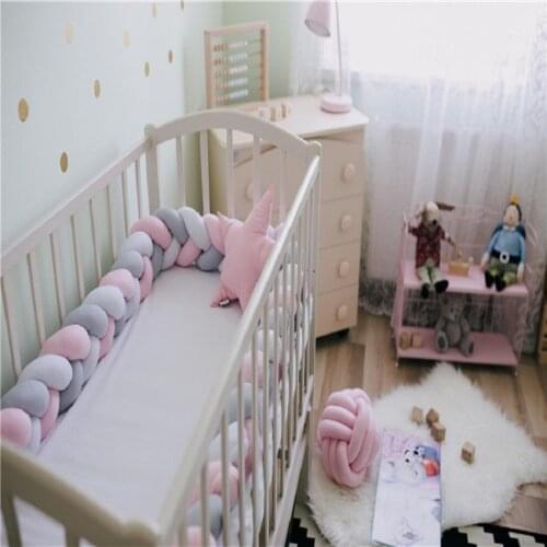 Decor baby bedding set Cushion Bumper for Infant Bebe Crib Protector Cot Bumper Room 1M/2M/3M Baby Bumper Bed Braid Knot Pillow