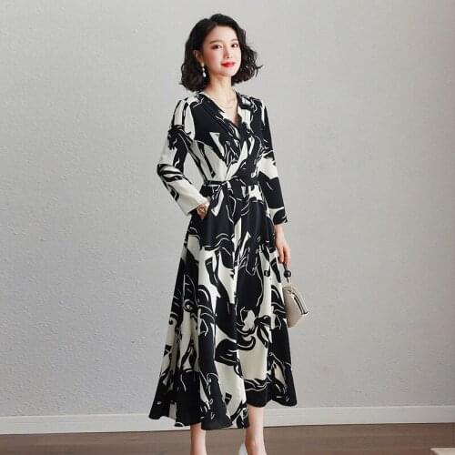 Long over-the-Knee Long-Sleeve Dress 2021 New Style Autumn Slim Fit Slimming High-End Elegant Early Autumn Dress Womens