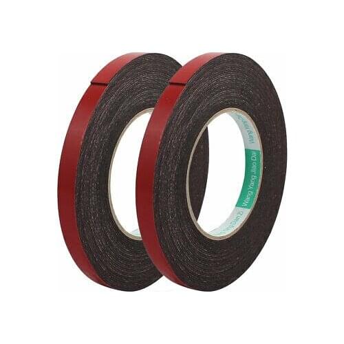 2Pcs 12mm x 1mm Double Sidede Self Adhesive Shockproof Sponge Foam Tape 10M Red