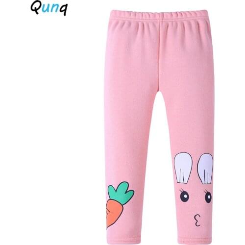 Qunq Cotton Girls Leggings Spring Fall Elastic Waist Cartoon Pattern Kids Pants for Girl Spring Fall Casual Children Trousers