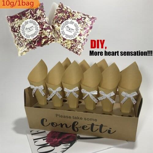 Rose Petal Kraft Paper Wedding Tray Confetti Cone Stand Box For Wedding Decoration Wedding Confetti Cones Wedding Paper Cones