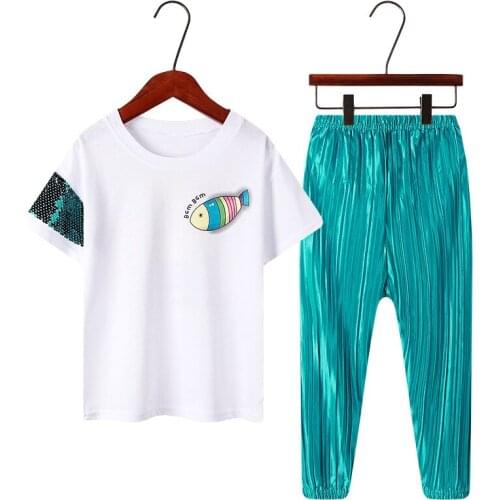 Summer Spring Girls Clothing Suits Pullover Kids Colored Cotton Sweatshirt Tracksuit Sport Suits Outwear Toddler Girl Clothes