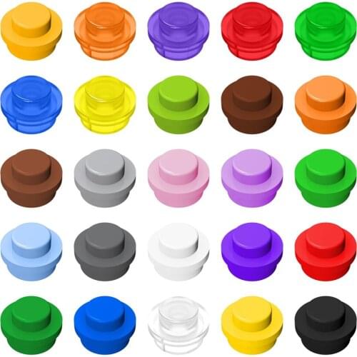 Little Builder 4073 MOC Thin Figures Bricks Round 1x1 Dots 20pcs Building Blocks DIY Pixel Painting Materials Toys for Children