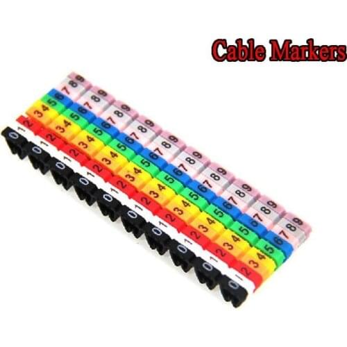 200pcs 2 sets of Network Cable Label Markers Colorful C-Type Marker Number Tag Label 5-8mm for Cat 6 Computer Wire Management