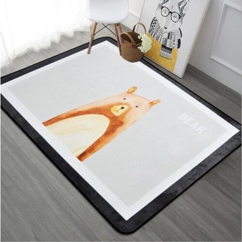 Cute Animal Print Big Bear Elk Personality Art Floor Mat Door Mat Anti-slip Mat Carpet Bedroom Living Room Home Decoration