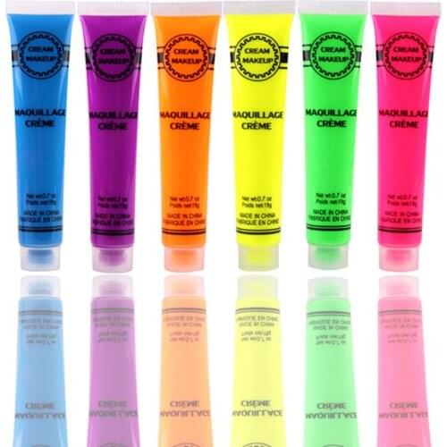 Y55B 6 Pcs Set Face & Body Paint Neon Glow in the Dark for Rave Festival Party