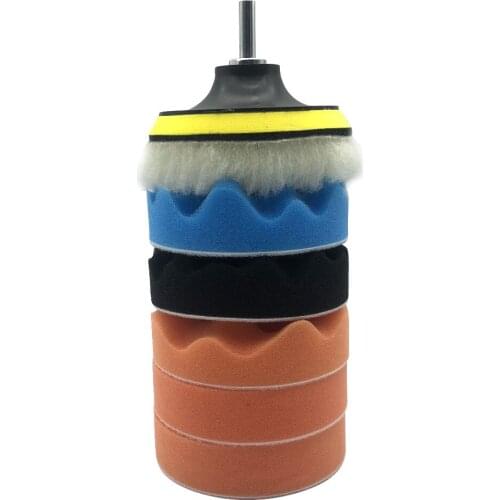7pcs Polishing Buffing Pads Kit With M14 Drill Adapter for Car Polisher 5 inch Thread Abrasive Tools