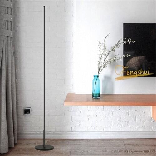 Nordic Simple LED Floor Lamp Living Room Bedroom Standing Lamps Aluminum Luminaire Remote Control Dimmable Indoor Decor Lights