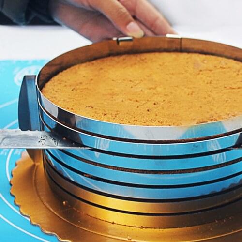 6 Layers Round Bread Cake Cutter Slicer Adjustable Stainless Steel Cake Cutter Slicer Mousse Ring Mould Baking Tool