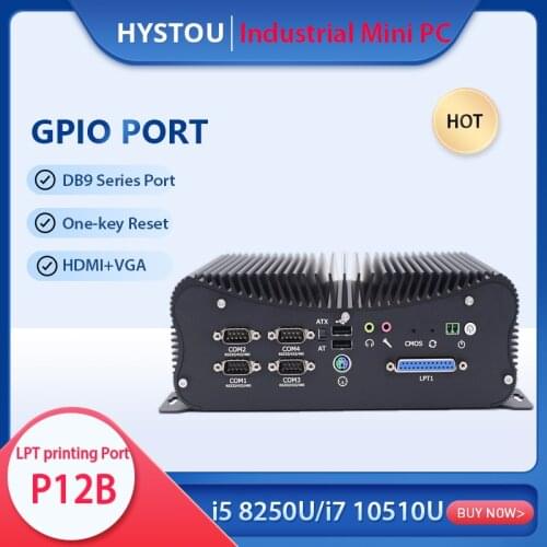10th Gen industrial GPIO Desktop PC Intel Core I5 10210U I7 10510U DDR4 LPT DC9-36V wide voltage computers WIFI bluetooth