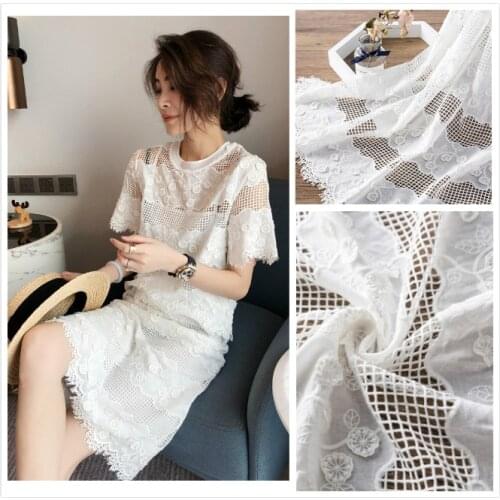New Fashion Three-dimensional Flower Embroidery Full Cotton Fabric Home Curtain Decoration Cloth