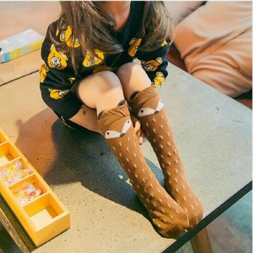 2020 New Cartoon Fox Kids Knee High Socks Designer Children Girls sock Baby Girl Leg Warmers Kids Knee High Kawaii Fox Socks