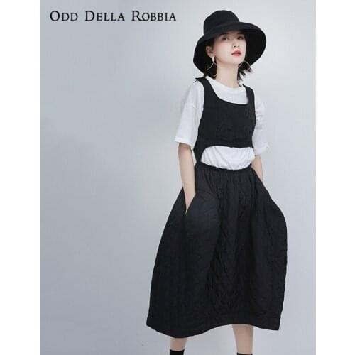 OddDellaRobbia 2021 New Spring Summer Womens Kawaii Mid-Length Dress Fashion Skirt Hollow Solid Color Renaissance Dress 1293
