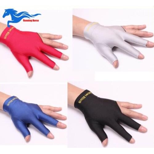 New Arrival Snooker Accessories Club Left Hand Billiards Gloves Billiard Three Fingers Glove Black/Red/Blue/Gray