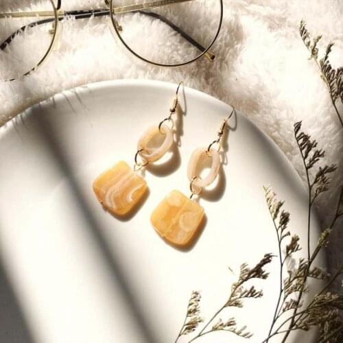 New Earrings Fashion Jewelry Retro Big Square Oval Long Section Stitching Geometric Earring Brincos Oorbellen Earrings For Women