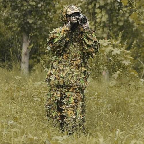 Hunting clothes New 3D maple leaf Bionic Ghillie Suits Yowie sniper birdwatch airsoft Camouflage Clothing jacket and pants