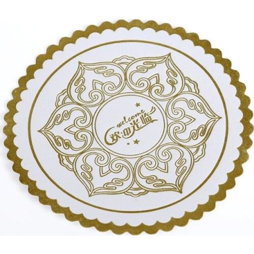 Wholesale hotel bar homestay wedding party supplies 5 layer disposable paper coasters custom logo