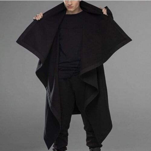 Autumn And Winter Mens Fashion Jacket Solid Colors Long Sleeve Cardigan Coat Gothic Punk Irregular Windbreakers Outwear##g3