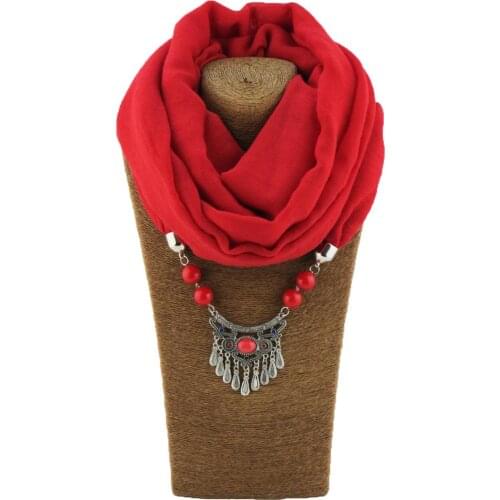 Necklaces scarf women alloy vintage pendant jewelry necklace shawl hijab feminino summer fashion bandana plain black scarf