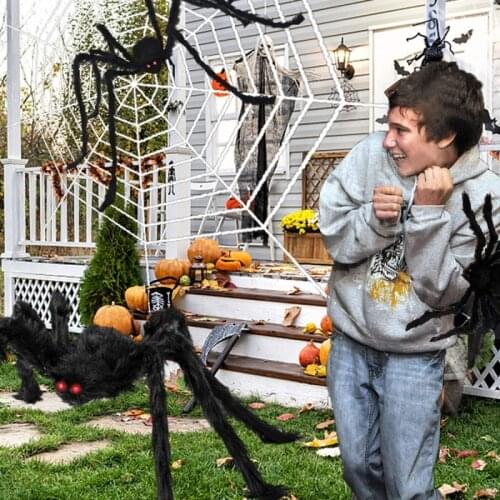 Halloween Plush Spider Decoration Horror Ghost Festival Trick Or Treat Party Spider Party Boo Happy Halloween Party Decor New