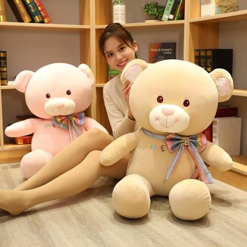 60/80cm High Quality Lovely Teddy Bear With Bow Stuffed Animal Bear Plush Toys Doll Pillow Kids Baby Lovers Birthday Xmas Gift