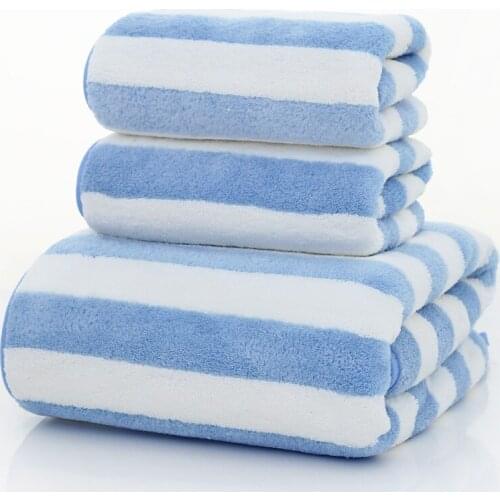 Drop Shipping microfiber stripe Towel Hotel Supplies for Bath Shower Towel Face Towel Bath Spa Towel 3pcs/set