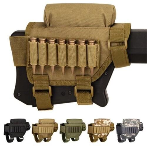 Q802 Tactical Rifle Shotgun Buttstock Cheek Rest Rifle Stock Ammo Shell Nylon Camouflage Magazine Molle Pouch Holder