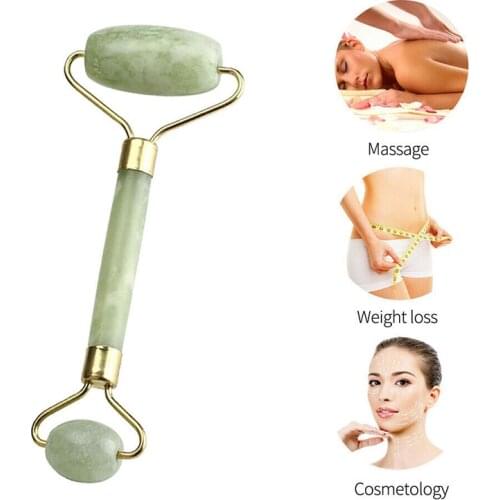 Double Heads Facial Massage Roller Natural Jade Stone Face Lift Hands Body Skin Eye Neck Thin Relaxation Slimming Skin Board