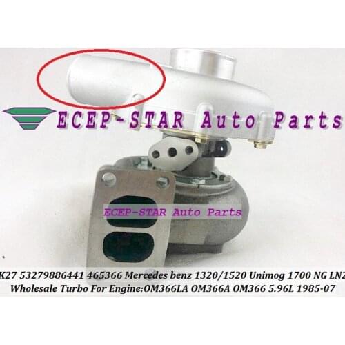 K27 53279886441 53279706441 465366 Turbo Turbocharger For Mercedes Benz Truck 1320 1520 NG LN2 Unimog 1700 85-07 OM366LA OM366A