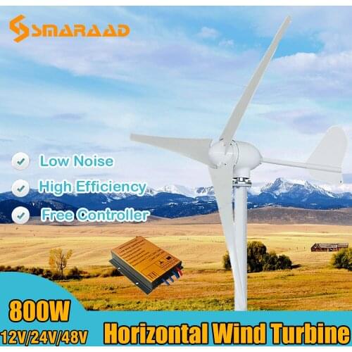 China Factory 800W 12V 24V 48V Wind turbine with 5 blades and free MPPT Controller Small Wind Turbine for Home Use