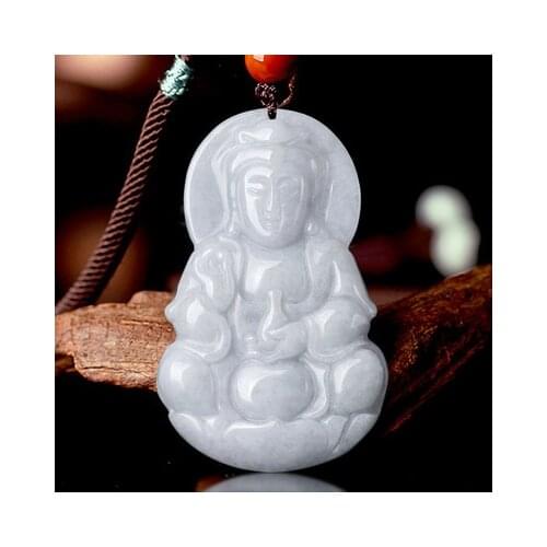 Zheru Jewelry Natural Burmese Jade A-level Guanyin Amulet Pendant Necklace Jewelry Best Gift