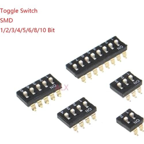 10PCS SMD Slide Type Toggle Switch 2.54MM Pitch 1/2/3/4/5/6/8/10 Position/Bit SMD doule Row KM01