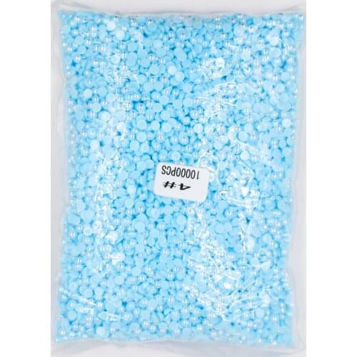 2mm,4mm,5mm,6mm,8mm,10mm,12mm Jelly Aquamarine AB Flat back ABS round Half Pearl beads, imitation plastic half pearl beads