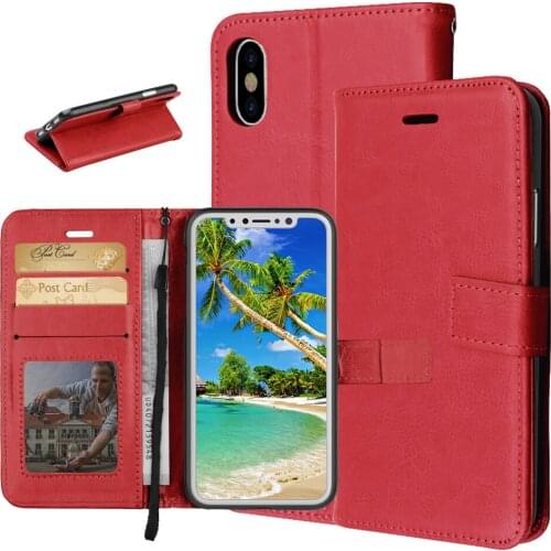 5 pcs Wholesale for iPhone X case Flip Case for iPhone 6 6 Plus case Crazy Horse Pattern Leather Cover with Card Holder