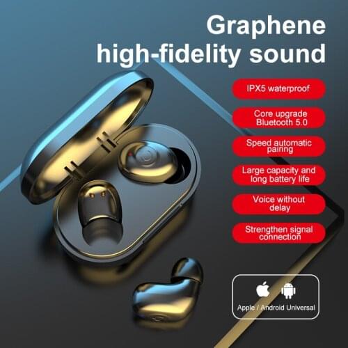 TWS Wireless Earphone Bluetooth 5.0 HiFi Stereo Headset Handsfree mini Earbuds Built-in HD Mic Noise reduction