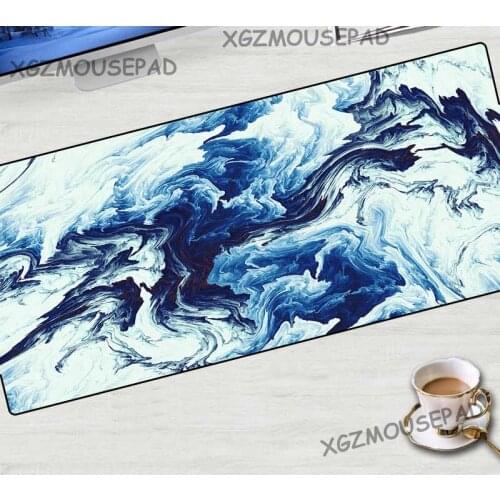 XGZ Large Mouse Pad Black Lock Edge Retro Abstract Ink Painting Printing Computer Desk Mat Rubber Stripe Bottom Non-slip 70x30