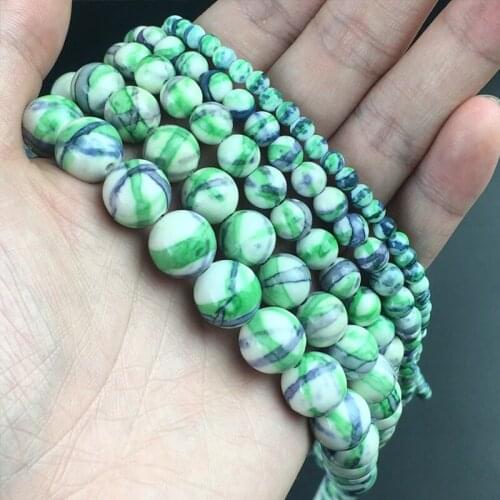 Natural Stone Beads Round Blue Green Colorful Rain Loose Beads For Jewelry Making DIY Bracelet Earrings Accessories 4/6/8/10mm