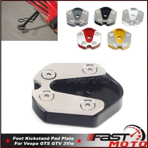 Black Silver Gold Gray Red Aluminum Foot Side Stand Enlarger Kickstand Extension Pad Plate For Vespa GTS GTV 3Vie 2017-2020