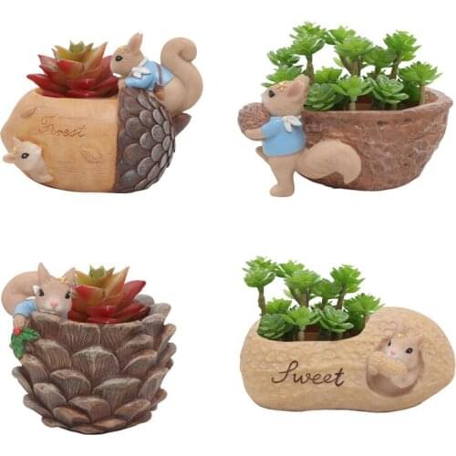 Original Cartoon Cute Animal Squirrel Fleshy Flowerpot Creative Personality Garden Resin Micro Landscape Potted Plant