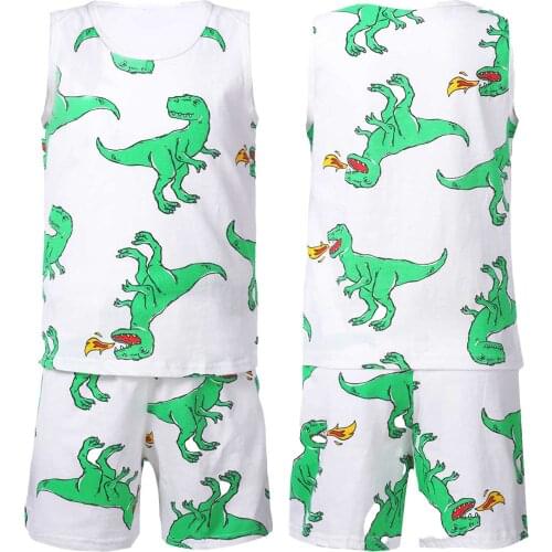 Kids Girls Pijamas Boys Sleepwear Cotton Sleeveless Clothes Sets Cartoon 2Pieces Sets Pyjamas Kids Nightwear 2 4 6 8 10 Years