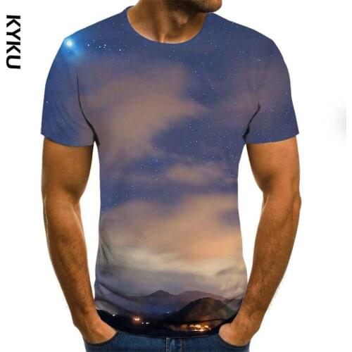 Beautiful starry sky mens T-shirt trendy casual tops 3D printed fashion short-sleeved summer round neck shirt trendy streetwear