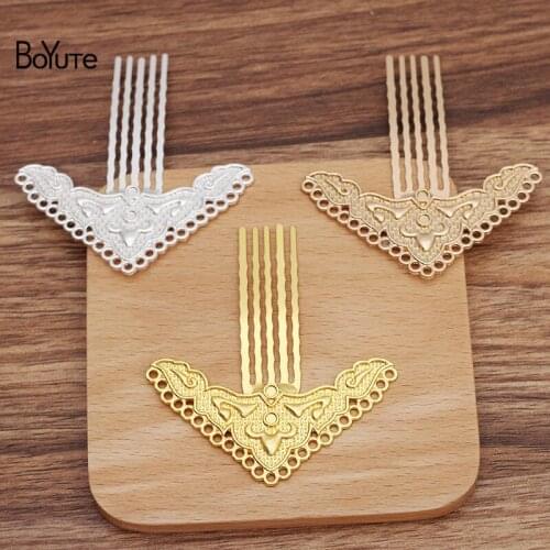 BoYuTe (10 Pieces/Lot) 15*50MM Hair Comb Welding 35*65MM Alloy Materials Diy Vintage Jewelry Accessories