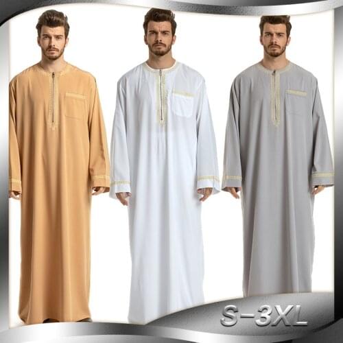 Iftar Muslim Jubba Thobe Men Ramadan Embroidery Long Robe Kaftan Kimono Saudi Musulman Abaya Dubai Arab Turkey Islamic Clothing