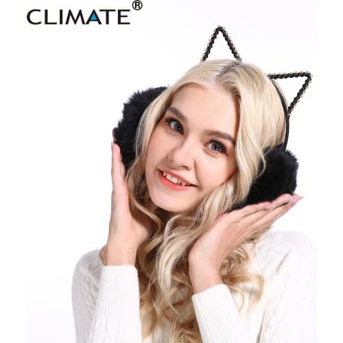CLIMATE Women Girl Earmuffs Car Ear Lovely Cat Ear Muff Warmer Rhinestone Lovely Warm Ear Muffs for Kids Women Teenager Girls